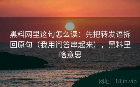 黑料网里这句怎么读：先把转发语拆回原句（我用问答串起来），黑料里啥意思